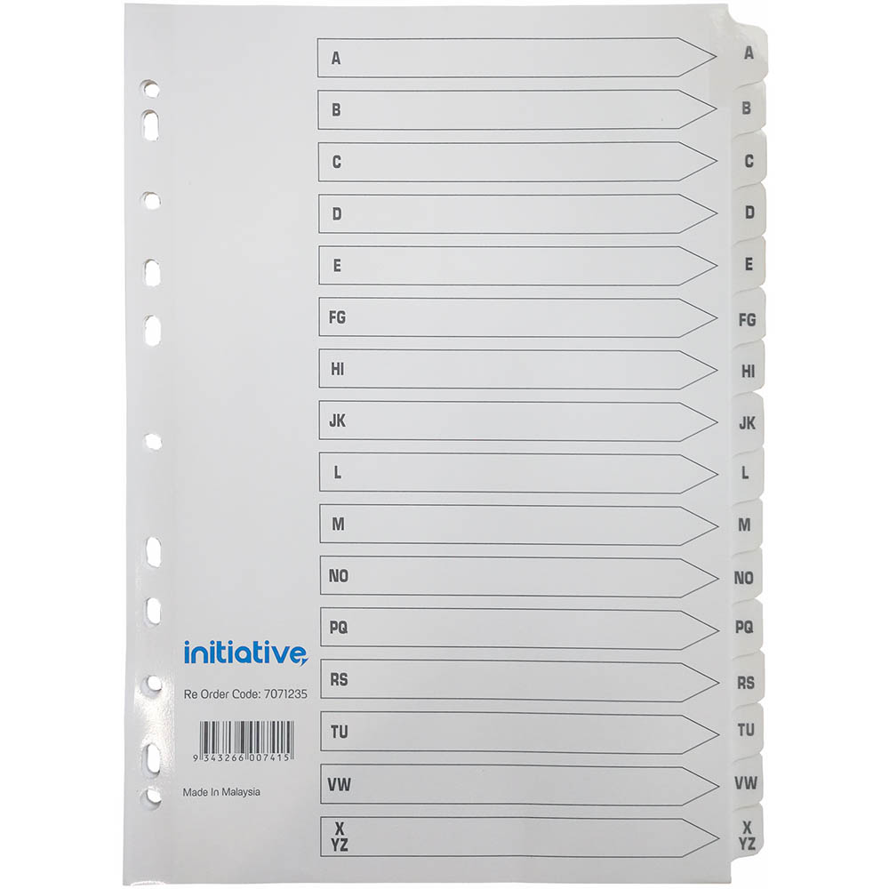 INITIATIVE INDEX DIVIDERS A4 AZ TAB WHITE