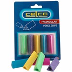 CELCO TRIANGULAR PENCIL GRIP ASSORTED PACK 5