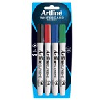 ARTLINE SUPREME ANTIMICROBIAL WHITEBOARD MARKER BULLET 15MM ASSORTED PACK 4