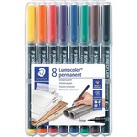 STAEDTLER 313 LUMOCOLOR PERMANENT MARKER BULLET SUPERFINE 04MM ASSORTED WALLET 8