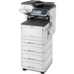 OKI MC873DNV MULTIFUNCTION COLOUR LASER PRINTER DUPLEX NETWORKED 2ND3RD4TH PAPER TRAYS CASTER BASE A3