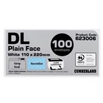 CUMBERLAND DL ENVELOPES STRIP SEAL 110 X 220MM 80GSM WHITE PACK 100