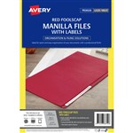 AVERY 88312 MANILLA FOLDER WITH 24 LASER TITLE LABEL FOOLSCAP RED PACK 20