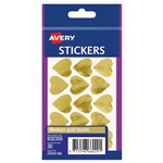 AVERY 932355 MULTIPURPOSE STICKERS HEART 23MM GOLD PACK 30