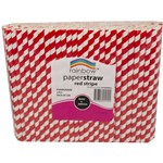RAINBOW PAPER STRAWS 200 X 8MM RED STRIPE PACK 250