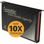 CRYSTALFILE EXTRA SUSPENSION FILES DOUBLE CAPACITY 30MM PP FOOLSCAP BLACK BOX 10