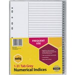 MARBIG INDEX DIVIDER PP 131 TAB A4 GREY