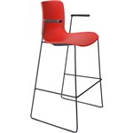 DAL ACTI BAR STOOL SLED BASE HIGH 760MM ARMS BLACK ARMPADS AND BLACK POWDERCOAT FRAME POLYPROP SHELL