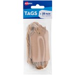 AVERY 13210 SCALLOP TAGS WITH STRING 85 X 45MM KRAFT BROWN PACK 25