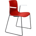 DAL ACTI CHAIR SLED BASE ARMS WHITE ARMPADS AND BLACK POWDERCOAT FRAME POLYPROP SHELL