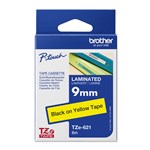 BROTHER TZE621 LAMINATED LABELLING TAPE 9MM BLACK ON YELLOW