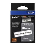 BROTHER TZES241 STRONG ADHESIVE LABELLING TAPE 18MM BLACK ON WHITE
