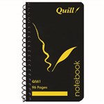 QUILL NOTEBOOK SIDE OPENING 70GSM PP 96 PAGE 147 X 87MM BLACK