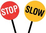 STOP  SLOW TRAFFIC BATTON 450MM ALUMINIUM TELESCOPIC HANDLE 18M