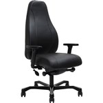 SERATI HIGH BACK CHAIR PROCONTROL SYNCHRO ADJUSTABLE ARMREST BLACK ALUMINIUM BASE FOOTPLATES NEO BLACK LEATHER