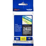 BROTHER TZEPR955 LAMINATED LABELLING TAPE 24MM X 4M WHITE ON PREMIUM SILVER
