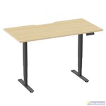 ERGOVIDA DUAL MOTOR SIT STAND DESK BLACK FRAME WITH 1500 X 750MM SCALLOP TOP OAK