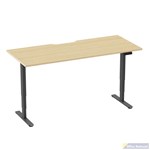 ERGOVIDA DUAL MOTOR SIT STAND DESK BLACK FRAME WITH 1800 X 750MM SCALLOP TOP OAK
