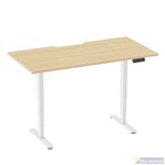 ERGOVIDA DUAL MOTOR SIT STAND DESK WHITE FRAME WITH 1500 X 750MM SCALLOP TOP OAK