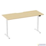 ERGOVIDA DUAL MOTOR SIT STAND DESK WHITE FRAME WITH 1800 X 750MM SCALLOP TOP OAK