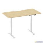 ERGOVIDA SIT STAND DESK WHITE FRAME WITH 1500 X 750MM SCALLOP TOP OAK