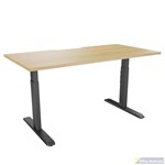 ERGOVIDA PREMIUM DUAL MOTOR SIT STAND DESK BLACK FRAME WITH 1500 X 750MM SCALLOP TOP OAK