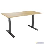 ERGOVIDA PREMIUM DUAL MOTOR SIT STAND DESK BLACK FRAME WITH 1800 X 750MM SCALLOP TOP OAK
