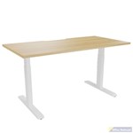 ERGOVIDA PREMIUM DUAL MOTOR SIT STAND DESK WHITE FRAME WITH 1500 X 750MM SCALLOP TOP OAK
