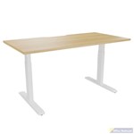 ERGOVIDA PREMIUM DUAL MOTOR SIT STAND DESK WHITE FRAME WITH 1800 X 750MM SCALLOP TOP OAK