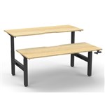 RAPIDLINE BOOST CRANK BACK TO BACK WORKSTATION 1200 X 1500 X 705MM NATURAL OAK TOP AND BLACK SATIN FRAME