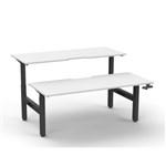 RAPIDLINE BOOST CRANK BACK TO BACK WORKSTATION 1200 X 1500 X 705MM NATURAL WHITE TOP AND BLACK SATIN FRAME