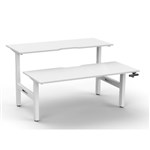 RAPIDLINE BOOST CRANK BACK TO BACK WORKSTATION 1200 X 1500 X 705MM NATURAL WHITE TOP AND WHITE SATIN FRAME