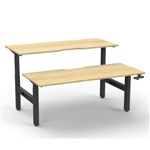 RAPIDLINE BOOST CRANK BACK TO BACK WORKSTATION 1500 X 1500 X 705MM NATURAL OAK TOP AND BLACK SATIN FRAME