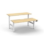 RAPIDLINE BOOST CRANK BACK TO BACK WORKSTATION 1500 X 1500 X 705MM NATURAL OAK TOP AND WHITE SATIN FRAME