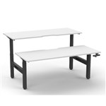 RAPIDLINE BOOST CRANK BACK TO BACK WORKSTATION 1500 X 1500 X 705MM NATURAL WHITE TOP AND BLACK SATIN FRAME