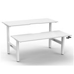 RAPIDLINE BOOST CRANK BACK TO BACK WORKSTATION 1500 X 1500 X 705MM NATURAL WHITE TOP AND WHITE SATIN FRAME