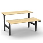 RAPIDLINE BOOST CRANK BACK TO BACK WORKSTATION 1800 X 1500 X 705MM NATURAL OAK TOP AND BLACK SATIN FRAME