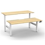 RAPIDLINE BOOST CRANK BACK TO BACK WORKSTATION 1800 X 1500 X 705MM NATURAL OAK TOP AND WHITE SATIN FRAME