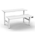 RAPIDLINE BOOST CRANK BACK TO BACK WORKSTATION 1800 X 1500 X 705MM NATURAL WHITE TOP AND WHITE SATIN FRAME