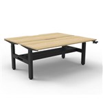 RAPIDLINE BOOST CRANK BACK TO BACK WORKSTATION WITH CABLE TRAY 1200 X 1500 X 705MM NATURAL OAK TOP AND BLACK SATIN FRAME