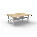 RAPIDLINE BOOST CRANK BACK TO BACK WORKSTATION WITH CABLE TRAY 1200 X 1500 X 705MM NATURAL OAK TOP AND WHITE SATIN FRAME