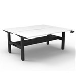 RAPIDLINE BOOST CRANK BACK TO BACK WORKSTATION WITH CABLE TRAY 1200 X 1500 X 705MM NATURAL WHITE TOP AND BLACK SATIN FRAME