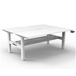 RAPIDLINE BOOST CRANK BACK TO BACK WORKSTATION WITH CABLE TRAY 1200 X 1500 X 705MM NATURAL WHITE TOP AND WHITE SATIN FRAME