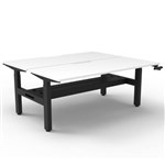 RAPIDLINE BOOST CRANK BACK TO BACK WORKSTATION WITH CABLE TRAY 1500 X 1500 X 705MM NATURAL WHITE TOP AND BLACK SATIN FRAME