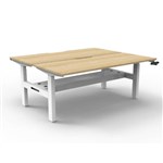 RAPIDLINE BOOST CRANK BACK TO BACK WORKSTATION WITH CABLE TRAY 1800 X 1500 X 705MM NATURAL OAK TOP AND WHITE SATIN FRAME