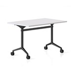 RAPIDLINE TYPHOON FLIP TOP TABLE 1500 X 750MM NATURAL WHITE TOP AND BLACK PC ALL OVER FRAME