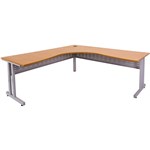 RAPID SPAN C LEG CORNER WORKSTATION WITH METAL MODESTY PANEL 1500 X 1500 X 700MM BEECHSILVER