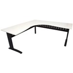 RAPID SPAN CORNER WORKSTATION WITH METAL MODESTY PANEL 1500 X 1500 X 700MM NATURAL WHITEBLACK