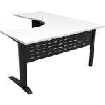 RAPID SPAN CORNER WORKSTATION WITH METAL MODESTY PANEL 1800 X 1200 X 700MM NATURAL WHITEBLACK