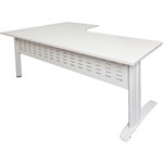 RAPID SPAN CORNER WORKSTATION WITH METAL MODESTY PANEL 1800 X 1200 X 700MM NATURAL WHITEWHITE